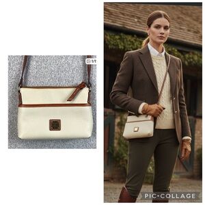 Dooney & Bourke Pouchette crossbody bag pebbled leather cream preppy western